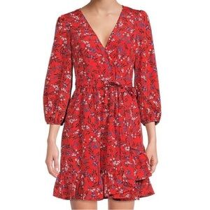 Eliza J Wrap Dress Red Floral Print